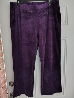 White Stag Petite XL (16/18) Purple Velour Lounge Pants Y2K Aubergine